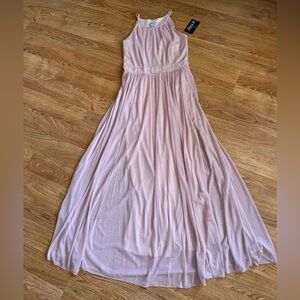 NWT Alexa B Nites Pink Sparkle Chiffon Maxi Dress Size 4